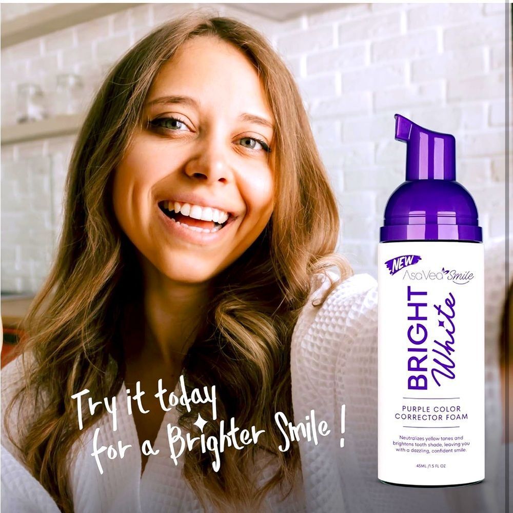 Purple Color Corrector Teeth Whitening Foam for a Brighter Smile